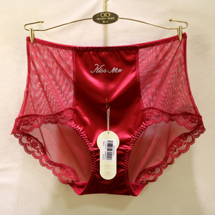 訫心专柜同款 066刺绣樱桃性感镂空蕾丝纯棉裆中高腰三角女士内裤