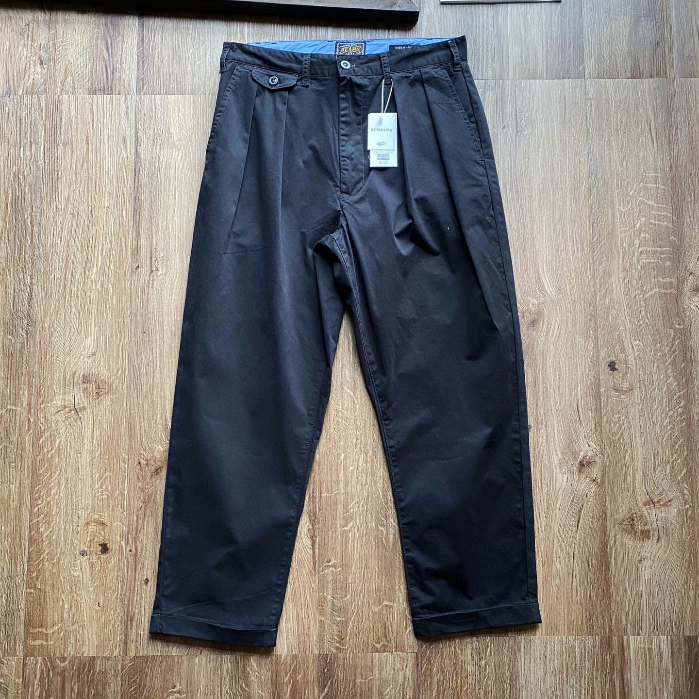 BEAMS日系潮牌双褶锥形裤九分裤宽松休闲裤水洗男士工装长裤