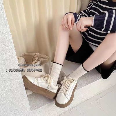 rins网红日系5双高颜值纯色女士百搭夏季潮流个性中长筒少女袜子