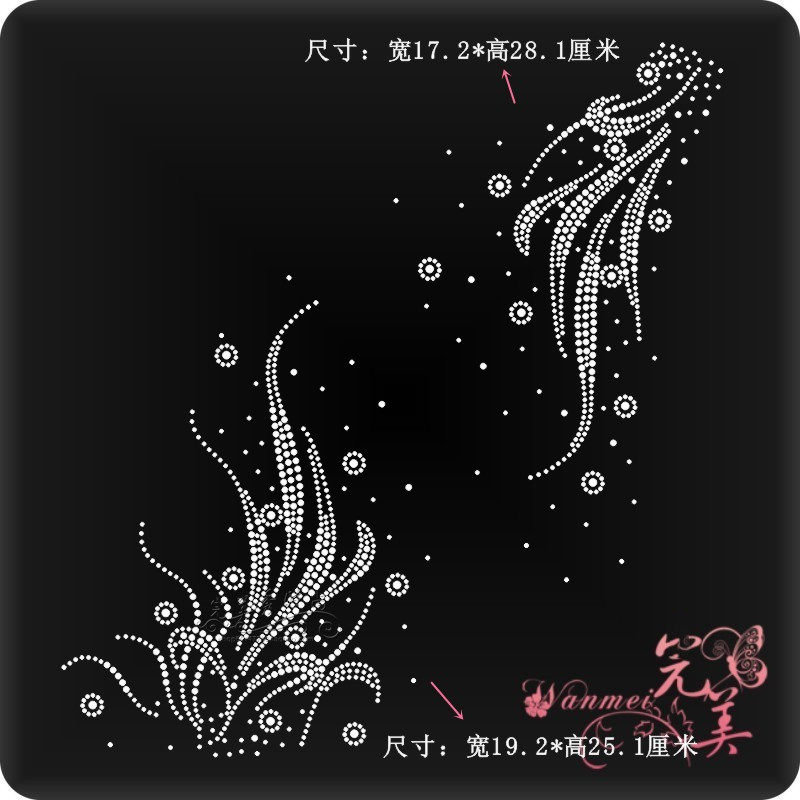 上下款烫图厂烫钻图案 成品钻贴服装辅料烫钻配件烫画DIY水钻图案