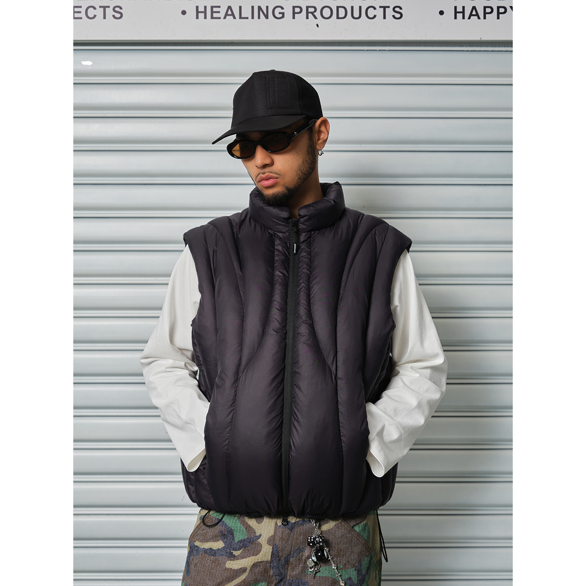 C.t2025冬季裁线小领棉马甲夹克