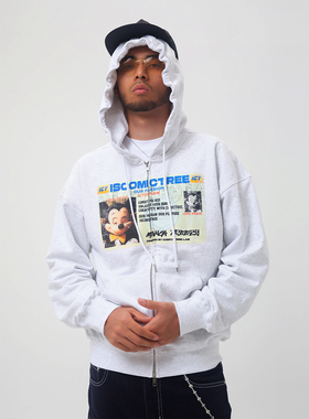 ComicTree C.t 2025秋季新款卡通米奇id身份拉链帽衫卫衣男士连帽