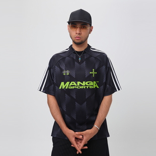 C.t 新款 2025夏季 T恤男士 潮 渐变条纹足球球衣圆领短袖 ComicTree