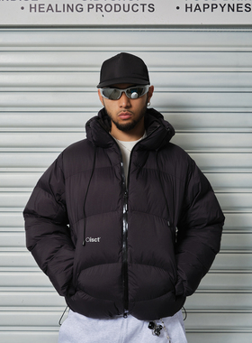 ComicTree C.t 2025新款冬季亮面压胶戴帽分割线棉服棉袄外套男士