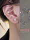 S925银锆石耳钉女夏轻奢小众养耳洞耳骨钉高级感耳蜗钉耳环银耳饰