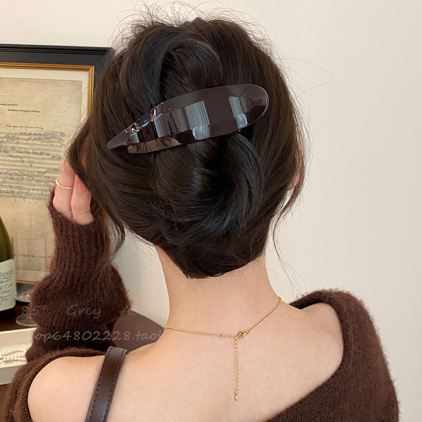 巧克力棕发夹女2025新款高级感