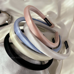 洗脸头箍 外出发卡头饰时尚 韩版 简约彩色缎面细边发箍女秋2026新款