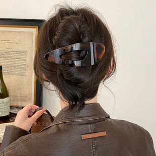 韩系豹纹不规则后脑勺扁平抓夹女后脑勺盘发夹鸭嘴夹发夹头饰发卡