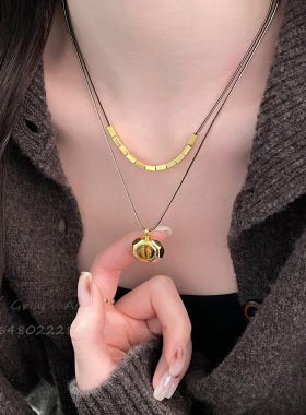 金色双层叠戴项链女款秋冬