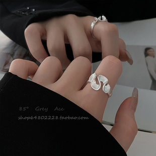 设计感不规则扭曲开口戒指女时尚 指环小众百搭食指戒气质手饰 个性