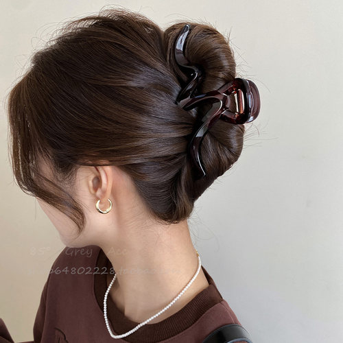 简约气质波浪线条发夹女2026年新款爆款后脑勺盘发抓夹高级鲨鱼夹