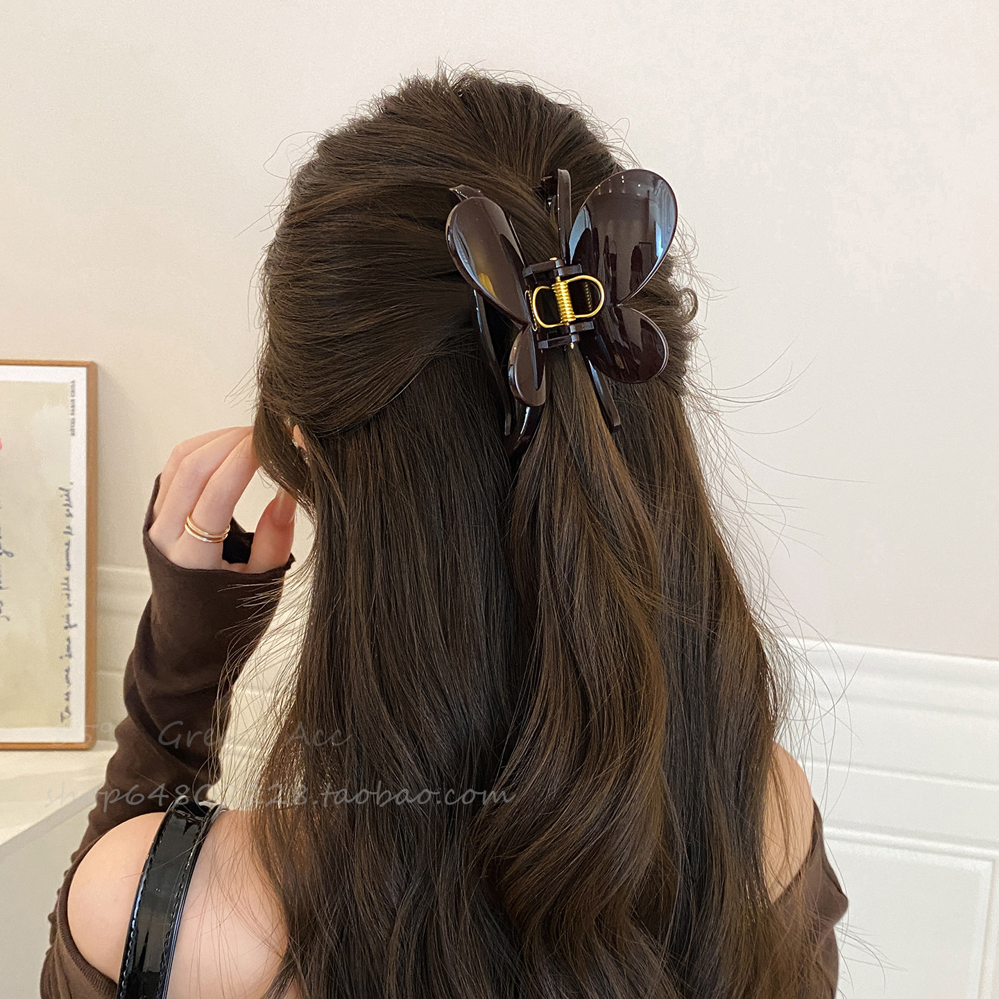 温柔风纯色蝴蝶发夹女ins2025年新款半抓发气质简约鲨鱼夹抓夹,饰品/流行首饰/时尚饰品新,发饰,淘宝优惠券,粉丝福利购,淘宝优惠卷