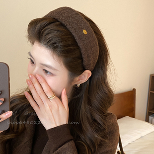 秋冬宽边金标摇粒绒发箍女2025新款 高级感头箍高颅顶洗脸压发发饰