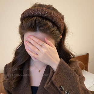 小香风细边毛呢发箍女高颅顶洗脸压发头箍气质百搭韩系洋发卡头饰