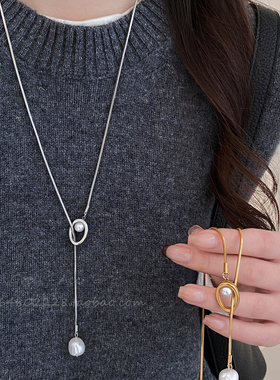 秋冬珍珠长款项链女2025新款复古