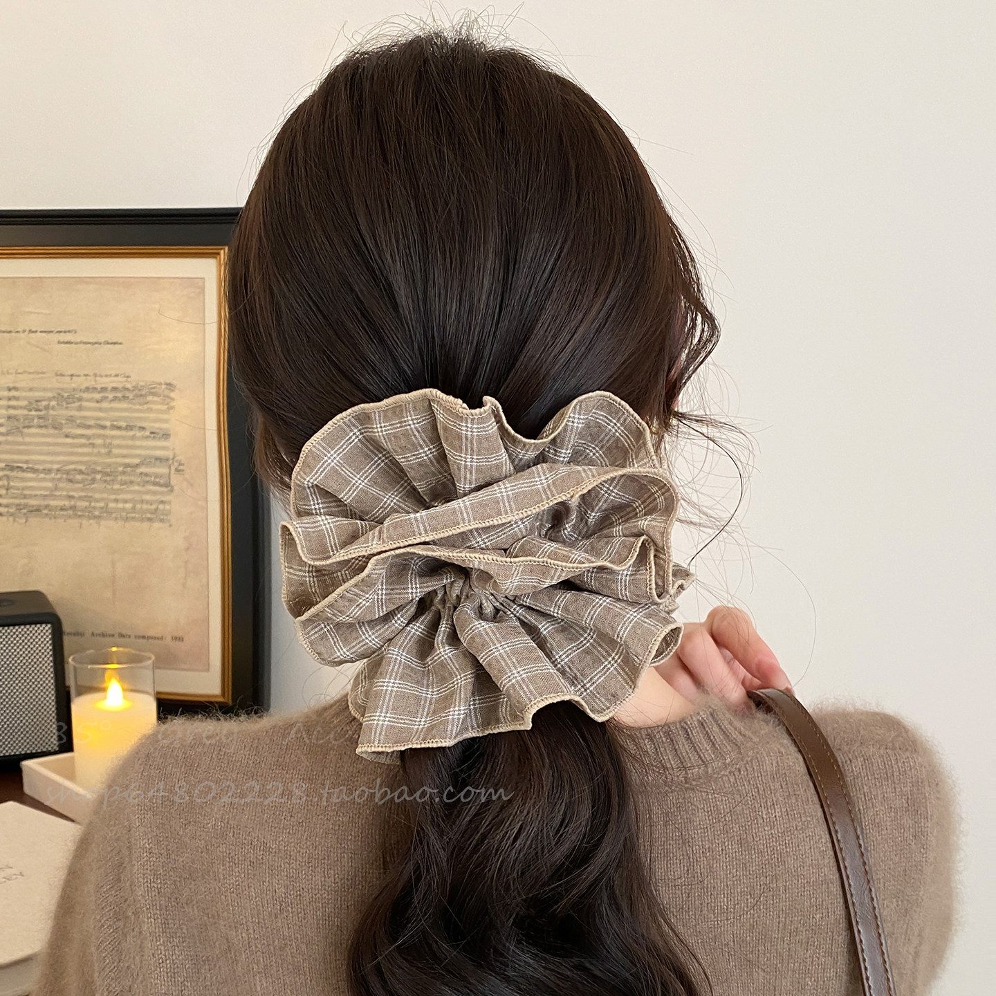 复古格纹大肠发圈女高级感洋气2026新款气质丸子头发绳低马尾头绳,饰品/流行首饰/时尚饰品新,发饰,淘宝优惠券,粉丝福利购,淘宝优惠卷