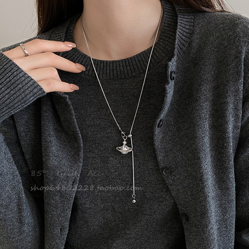 2024新款土星珍珠吊坠流苏项链