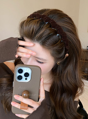 丝绒带齿发箍女秋冬季新款日常