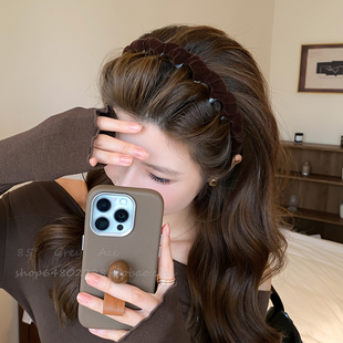 丝绒带齿发箍女秋冬季新款日常外戴高颅顶头箍高级感洗脸发卡发饰