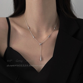 简约金属水滴项链女小众设计高级感轻奢百搭吊坠锁骨链气质颈链