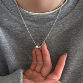 时尚 轻奢锁骨链小众百搭卫衣链 高级感双环字母彩钻项链女2026新款