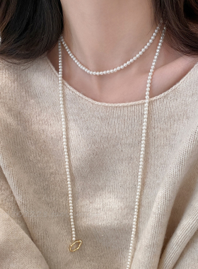 长款多戴施家珍珠毛衣链女新款