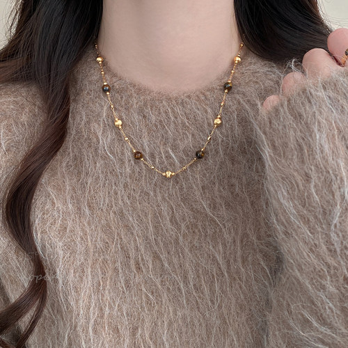 虎眼石葫芦吊坠项链女美拉德