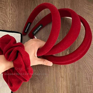 新年红色发箍女款2026新款秋冬高颅顶头箍高级感洗脸压发发卡头饰