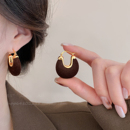 美拉德丝绒耳环女高级感气质耳钉独特漂亮复古港风个性 耳扣耳饰品