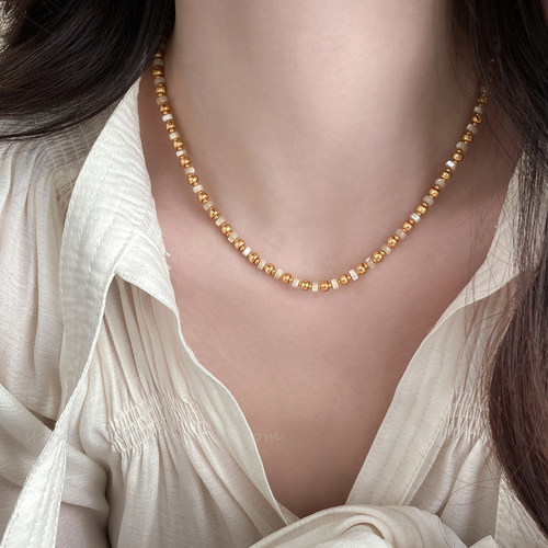 新中式金色碎银子串珠项链女