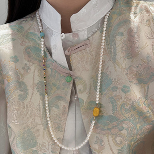 新中式珍珠超长款项链女2026新款爆款国风气质叠戴毛衣链锁骨链