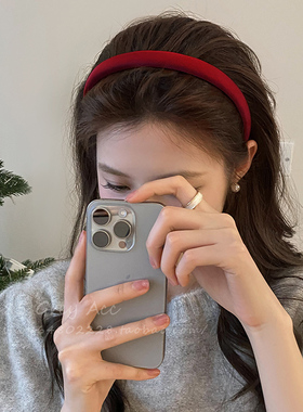 高级感复古红色细款海绵发箍女秋冬高颅顶压发洗脸头箍气质发饰品