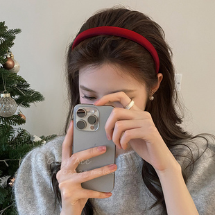 高级感复古红色细款海绵发箍女秋冬高颅顶压发洗脸头箍气质发饰品