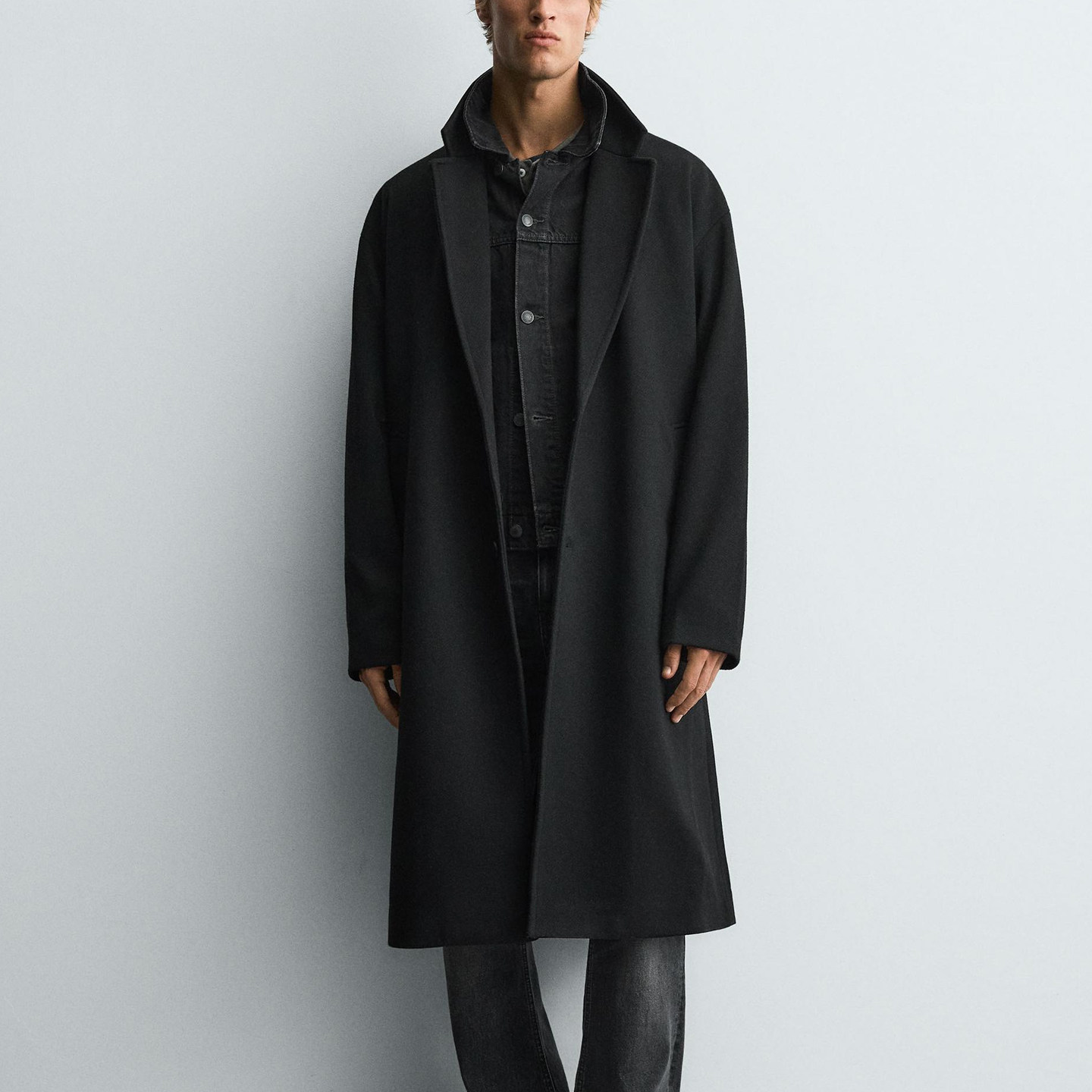 thumbnail for Spanish single! Autumn new men's mid-length woolen loose parka coat 5070400 800