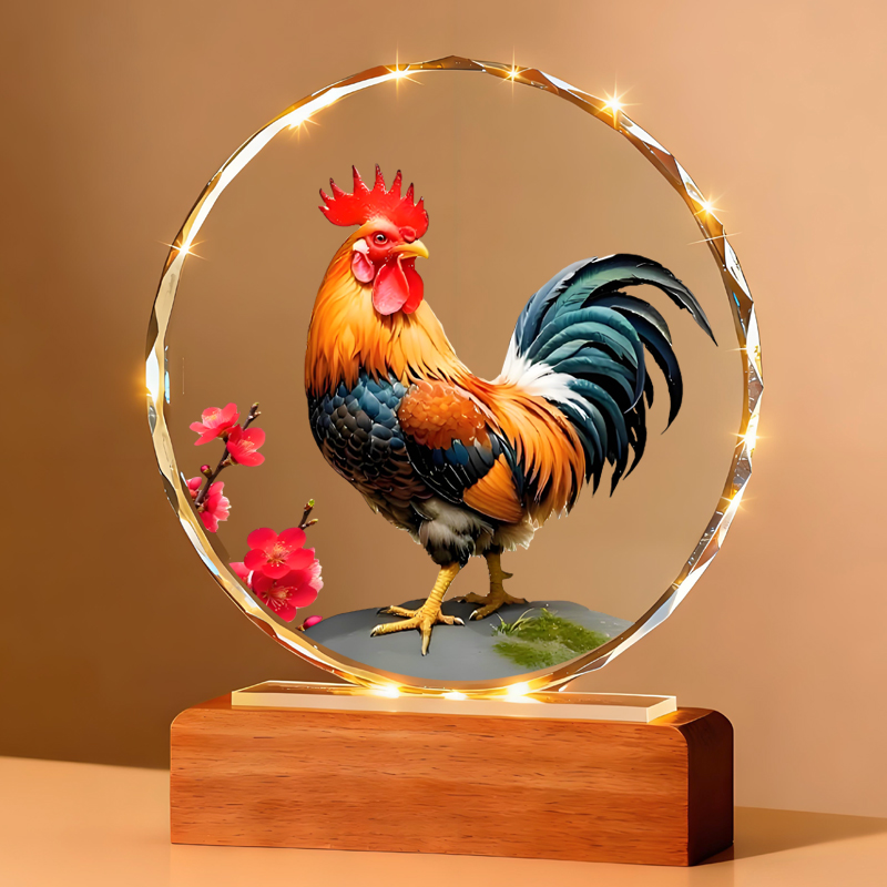 大公鸡水晶摆台雄鸡生财招财桌面办公室客厅中式高档创意新款摆件