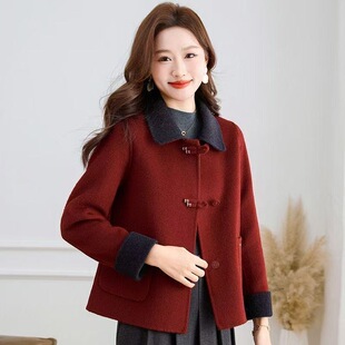 短款妈妈装宽松双面呢羊毛大衣女洋气2026新款秋冬气质毛呢子外套