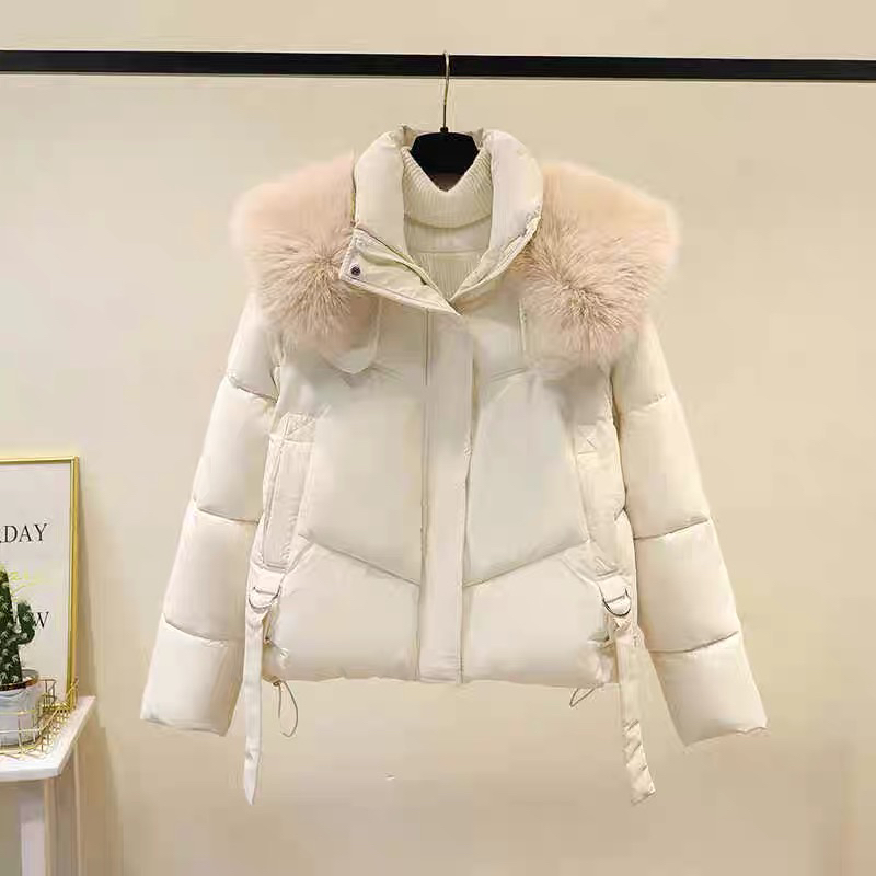 棉服女冬季2024新款加厚时髦大毛绒领棉袄小个子韩版羽绒棉衣外套