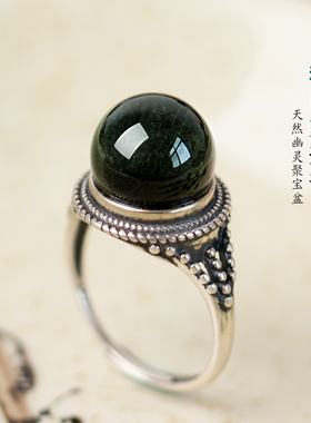 天然绿幽灵转运招财戒指