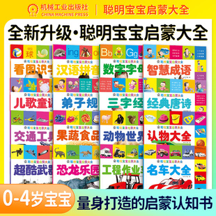 聪明宝宝启蒙大全16册看大书智力题益智早教拼音字母数字恐龙动物识车认物好习惯儿歌古唐诗三字经弟子规成语故事0-7岁适用机工社