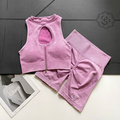 性感前拉链运动文胸抗震减震跑步训练背心蜜桃臀高腰瑜伽短裤 女