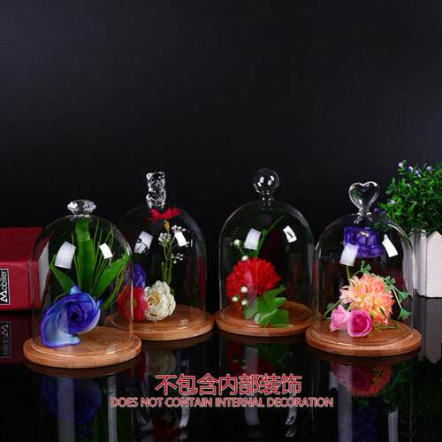 永生花玻璃罩干花粘土手办防尘