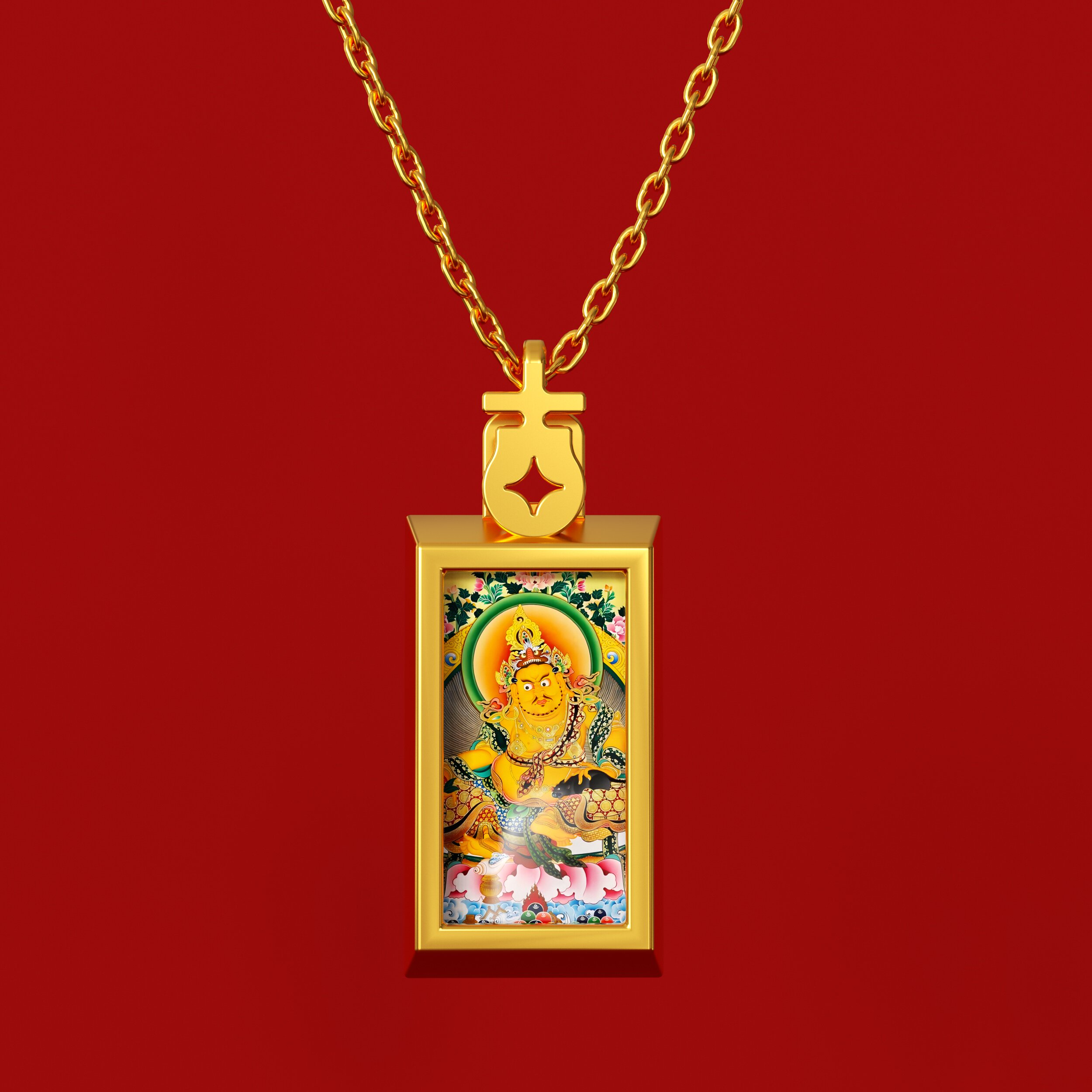 布达拉宫黄财神合金吊坠