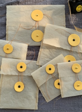 姜黄色系手帐复古素材手工小口袋个性包装礼物小帅同学原创小信封