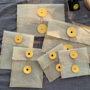 姜黄色系手帐复古素材手工小口袋个性 礼物小帅同学原创小信封 包装