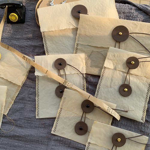 小帅同学原创礼物信封深棕色系手帐复古素材手工小口袋个性包装