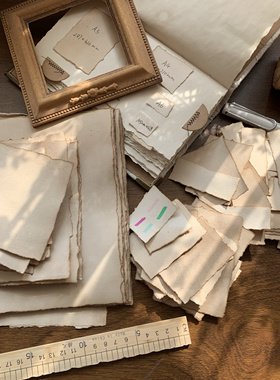 A4/A5/A6复古做旧纸张junk手帐本装饰素材纸手工咖啡染纸手撕毛边