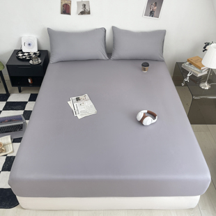 简约云朵棉纯色床笠单件三件套单双人床垫床罩床笠棉褥子保护垫