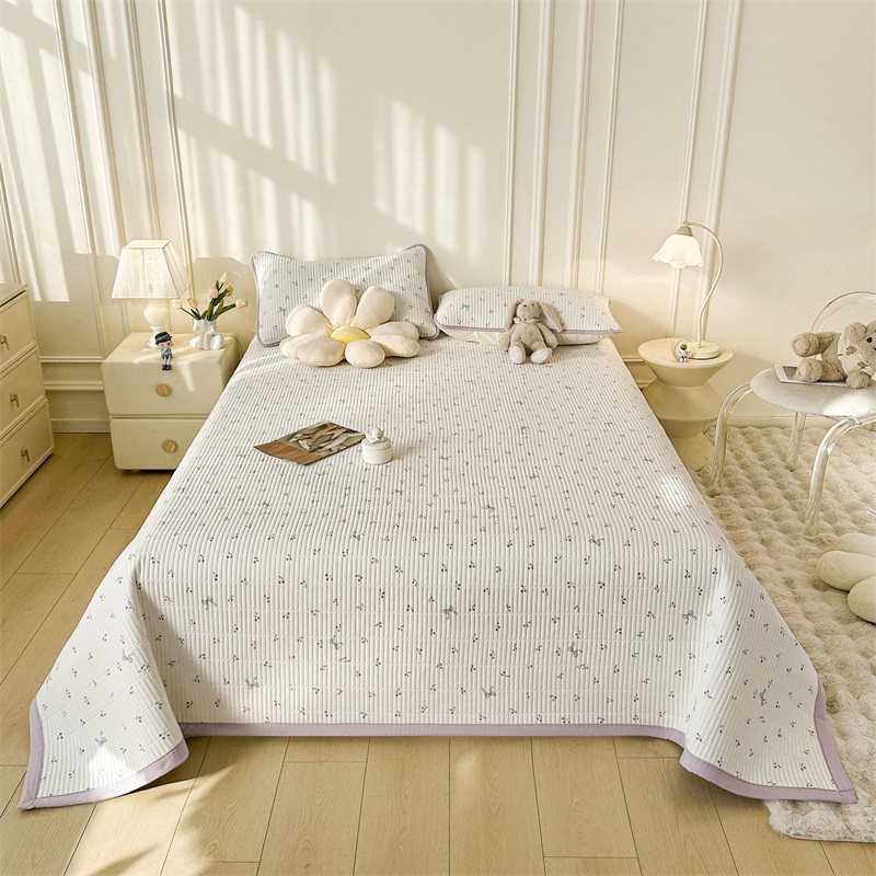 针织棉双层纱夹棉床盖单双人榻榻米单件加厚床单床垫褥子四季通用