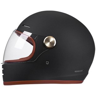 全盔四季 复古电动头盔哈雷镜片DOT头盔男女全覆式 拉力盔机车个性