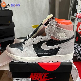 555088 Air Grey灰黑麂皮高帮男子休闲篮球鞋 Neutral 018 Jordan1